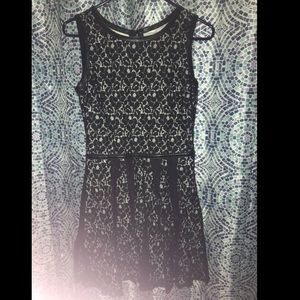 Black and mint flower lace dress